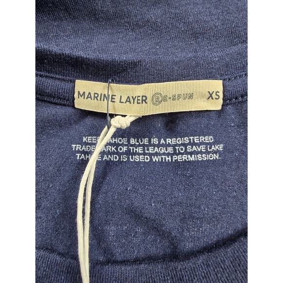 Marine Layer Trident Ink Keep Tahoe Blue T Shirt Made In USA XS NWT - Picture 7 of 9
